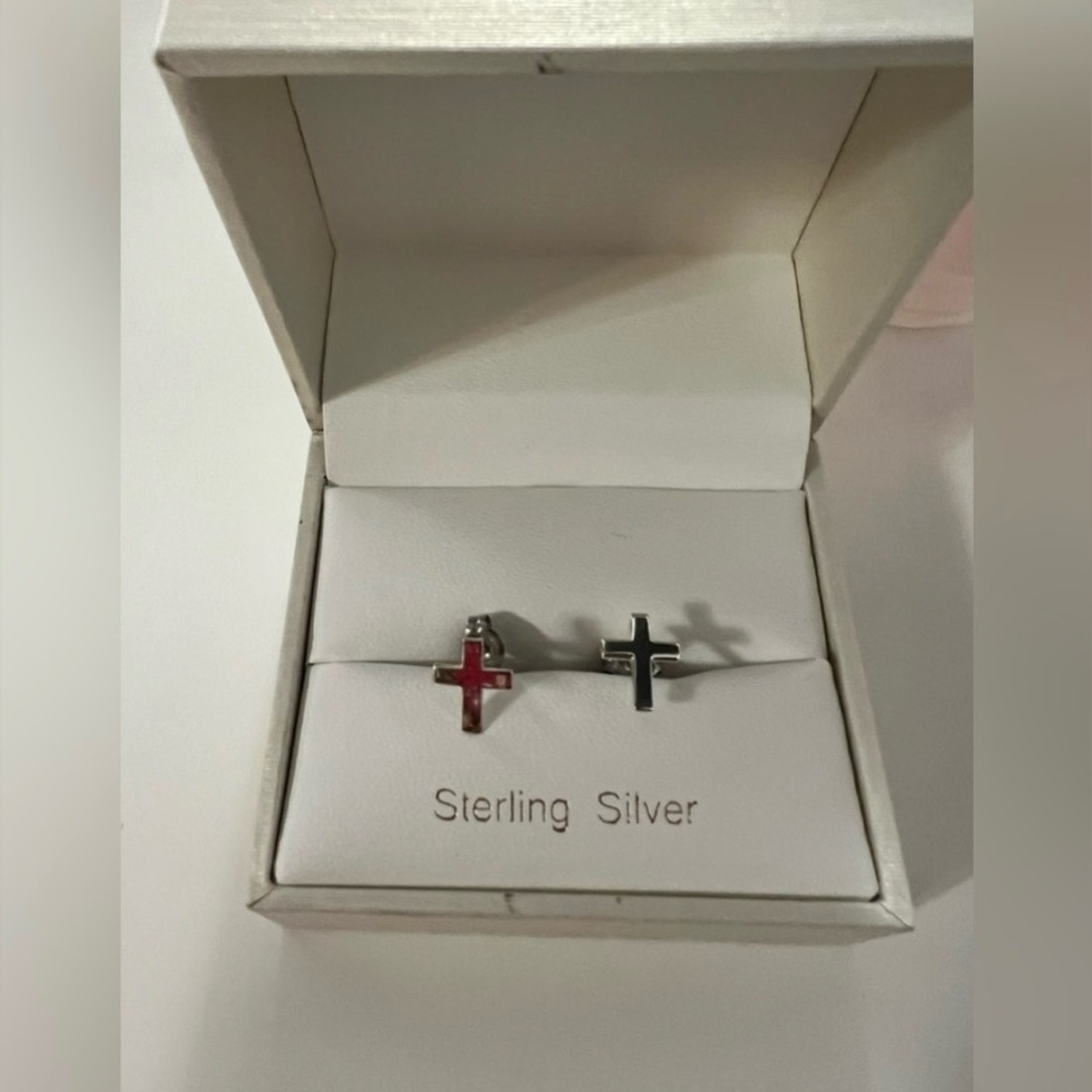 Sterling Silver Cross Earrings